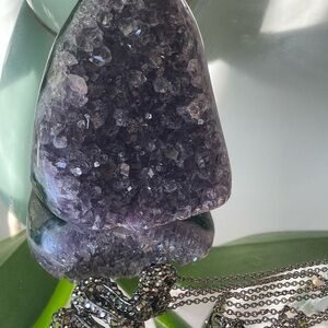 Gunmetal Gothic Snake crystal Pendant Necklace